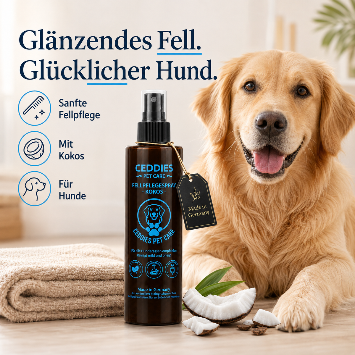 Ceddies Pet Care Fellpflegespray Kokos – Pflege, Feuchtigkeit & frischer Kokosduft