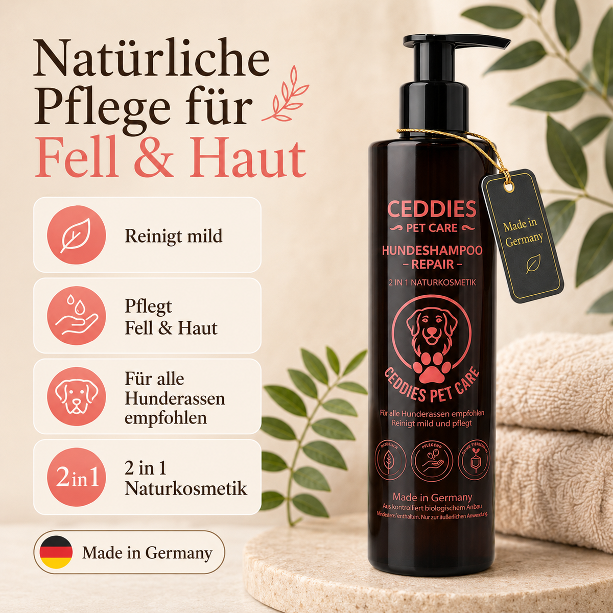 Ceddies Pet Care Hundeshampoo Repair – Sanfte Pflege für empfindliche Haut & glänzendes Fell